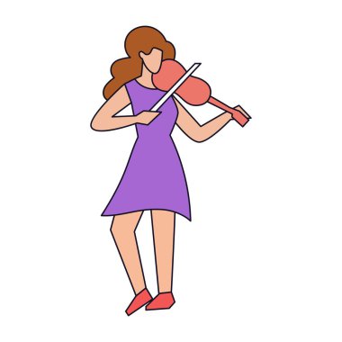 İzole kadın keman vektör illüstrasyonu