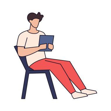 İzole edilmiş erkek tableti vektör illüstrasyonu