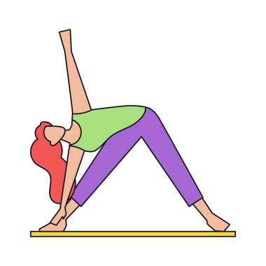 İzole kadın yoga vektör illüstrasyonu