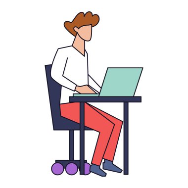 İzole kadın pc vektör çizimi