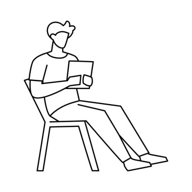 İzole edilmiş erkek tableti çizim vektörü illüstrasyonu