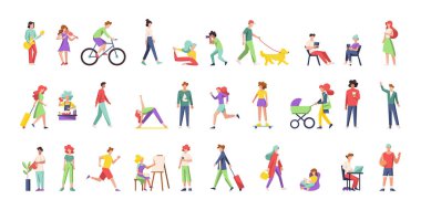 Hobileri olan bir grup insan Vektör