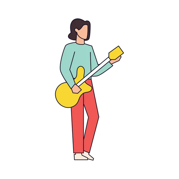 孤立男子吉他矢量插图 — 图库矢量图片