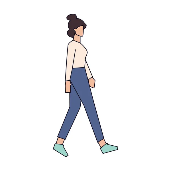 Ilustración aislada mujer caminar vector — Vector de stock