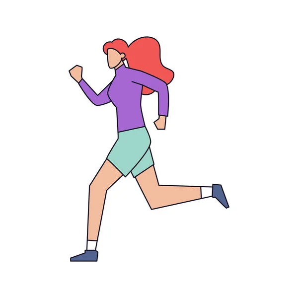 Mujer aislada corriendo ilustración vector — Vector de stock