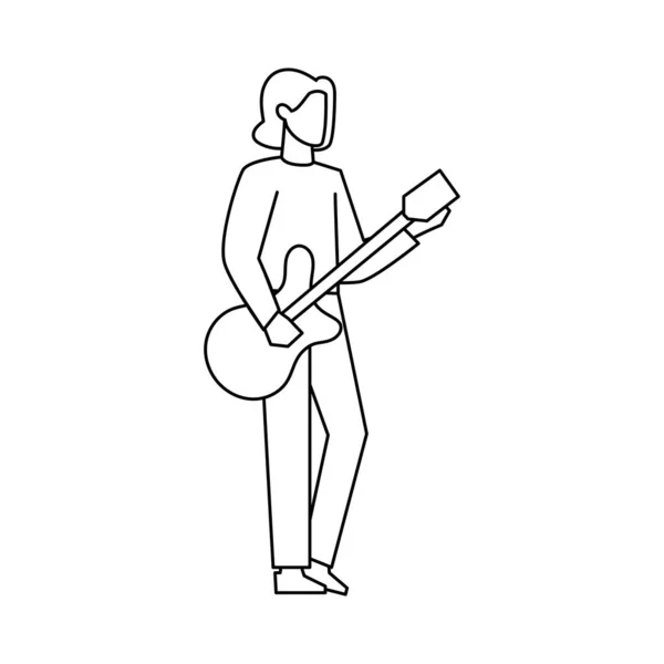 孤立男子吉他手绘制矢量图解 — 图库矢量图片