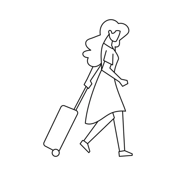 Μεμονωμένη γυναίκα ταξίδι κλήρωση διανυσματική απεικόνιση — Διανυσματικό Αρχείο