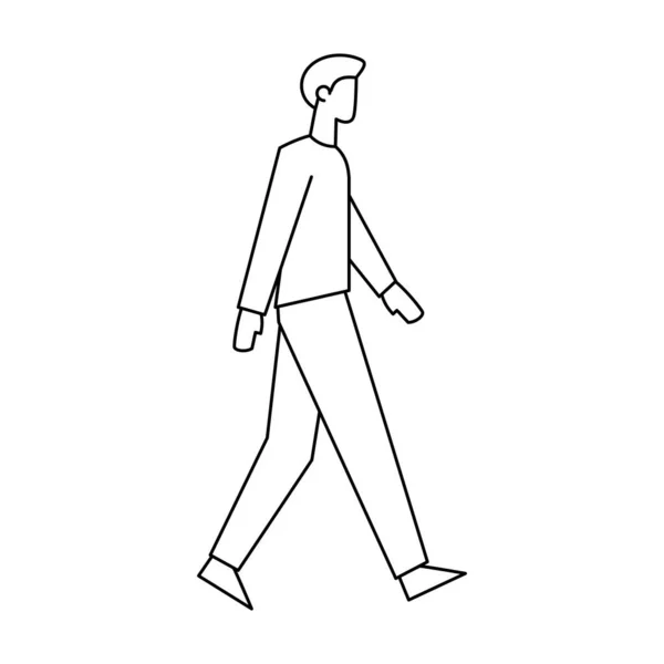 Geïsoleerde man lopen tekenen vector illustratie — Stockvector