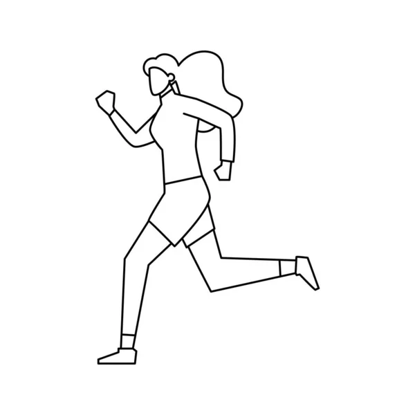 Mujer aislada corriendo dibujo vector ilustración — Archivo Imágenes Vectoriales