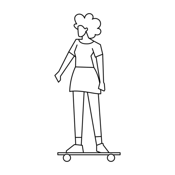 Illustration vectorielle de dessin de patin femme isolée — Image vectorielle