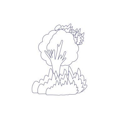 İzole edilmiş yanan ağaçlar. Ekosistem Vektörünün Yıkılması