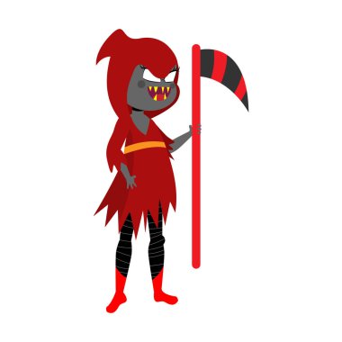 Ölüm taşıyıcısı kostümü giymiş yalnız bir çocuk.