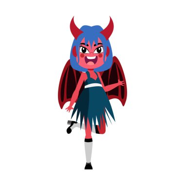 Vampir vektörü kostümüyle izole edilmiş bir çocuk.