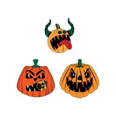 Bir grup korkunç Cadılar Bayramı Balkabağı Vektörü