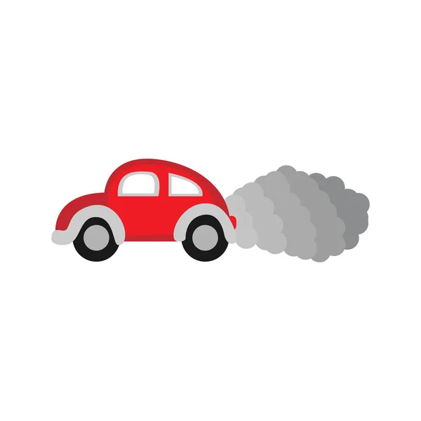 Icono de coche aislado con humo Concepto de contaminación Vector — Vector de stock