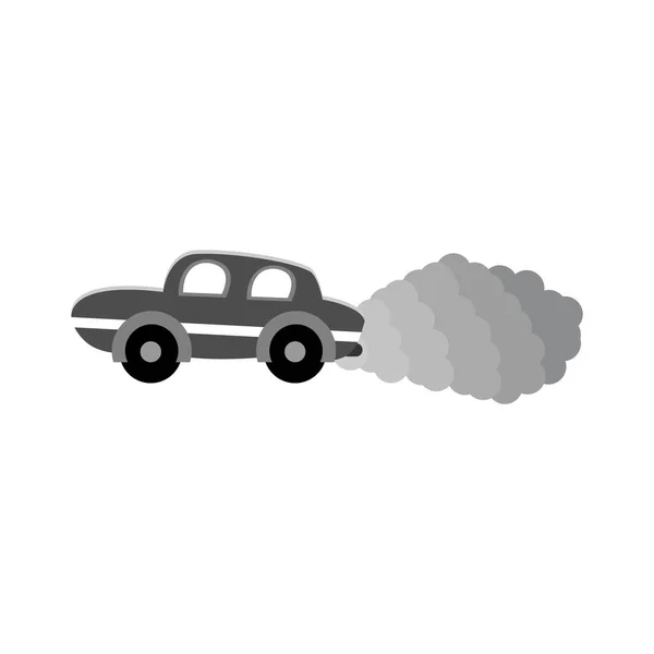 Icono de coche aislado con humo Concepto de contaminación Vector — Vector de stock
