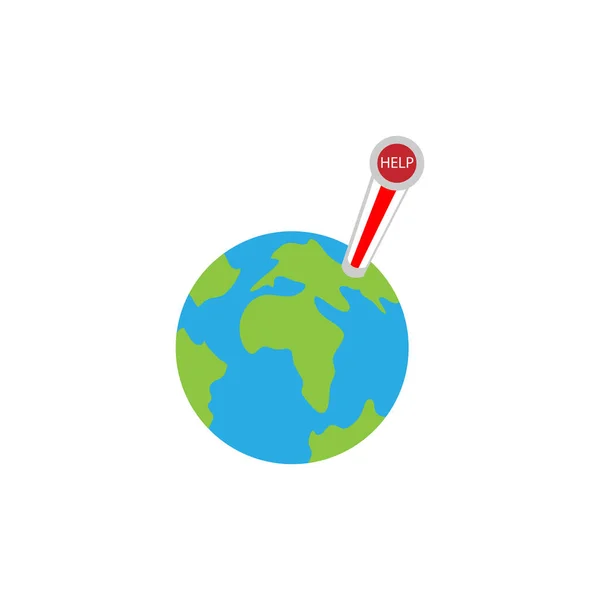 Изолированная планета Земля с вектором глобального потепления высокой температуры — стоковый вектор