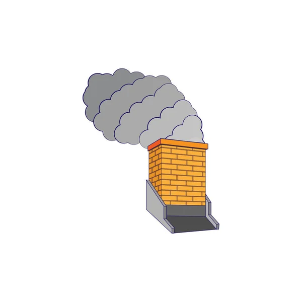 Концепция загрязнения дымовых труб с изолированными дымоходами — стоковый вектор