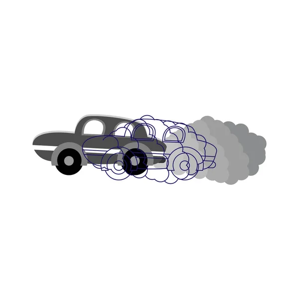 Icône de voiture isolée avec fumée Concept de pollution Vecteur — Image vectorielle