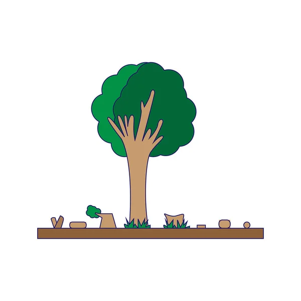 Geïsoleerde gevelde bomen icoon Ontbossingsconcept Vector — Stockvector