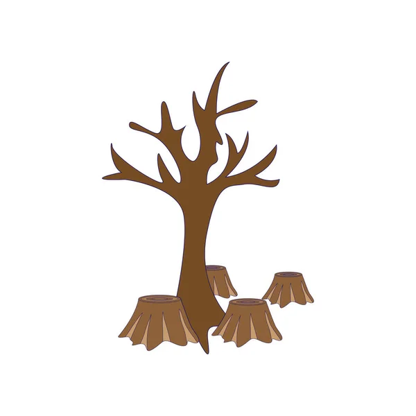 İzole edilmiş ağaç simgesi orman yok etme konsepti taşıyıcı — Stok Vektör