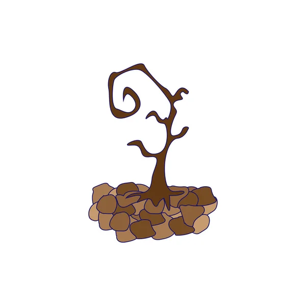 Ícone isolado de árvore seca Conceito de desmatamento Vetor —  Vetores de Stock