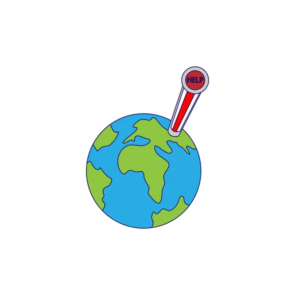 具有高温全球变暖矢量的孤立行星地球 — 图库矢量图片