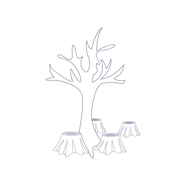 Isolée icône arbres abattus Concept de déforestation Vecteur — Image vectorielle
