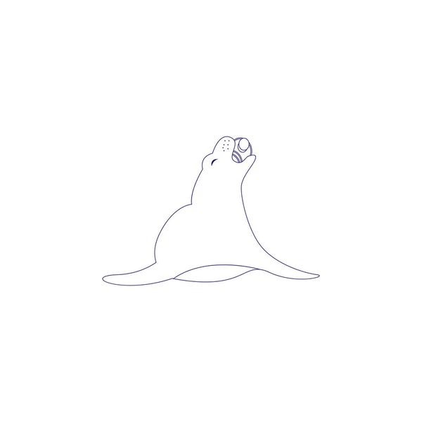 Geïsoleerde zeehond die een blik eet Verontreinigingsconcept Vector — Stockvector