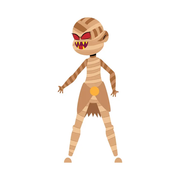 Geïsoleerd kind met een kostuum van mummie vector — Stockvector