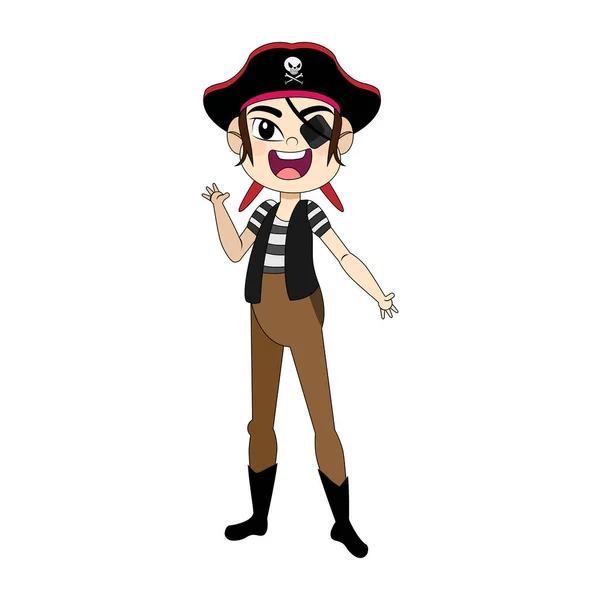 Isolated kid with a costume of pirate Vector — Stock Vector