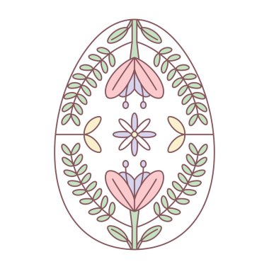 Pastel renkte çiçek desenli izole Paskalya yumurtası.