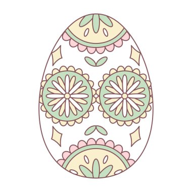 Pastel renkte çiçek desenli izole Paskalya yumurtası.