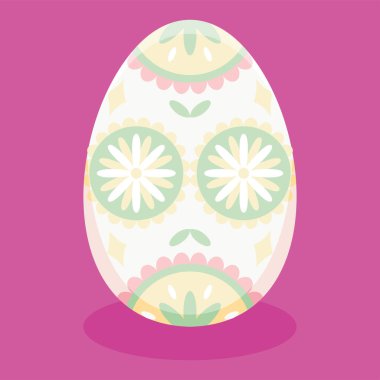 Pastel renkte çiçek desenli izole Paskalya yumurtası.