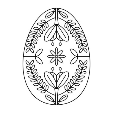 Çiçekli bir Paskalya yumurtasının izole edilmiş ana hatları.