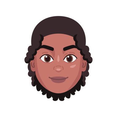 Afroamerikan bir kızın izole edilmiş renkli avatarı