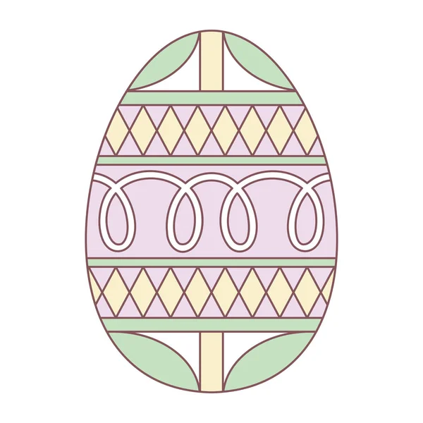 Huevo de Pascua aislado con decoraciones florales en color pastel — Vector de stock