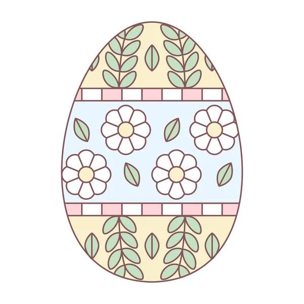 Œuf de Pâques isolé avec des décorations florales sur couleur pastel — Image vectorielle