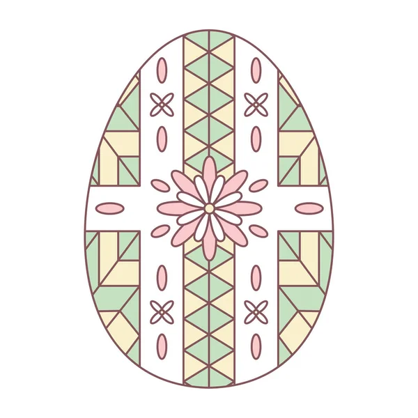 Isolated easter egg with floral decorations on pastel color — Stock Vector