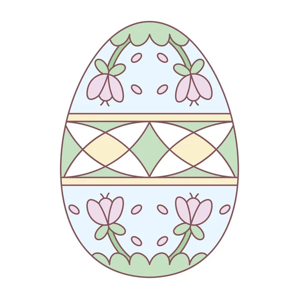 Œuf de Pâques isolé avec des décorations florales sur couleur pastel — Image vectorielle