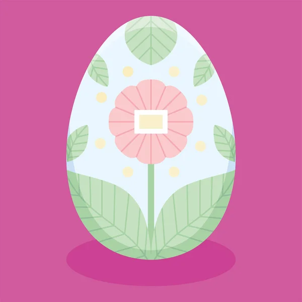 Изолированное пасхальное яйцо с цветочными украшениями пастельного цвета — стоковый вектор