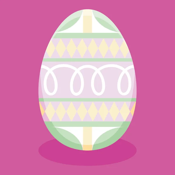 Huevo de Pascua aislado con decoraciones florales en color pastel — Vector de stock