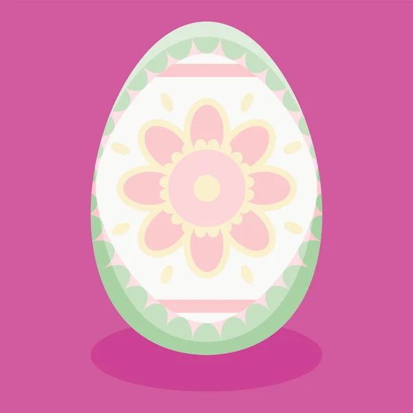 Izolované velikonoční vajíčko s květinovými ozdobami na pastelové barvě — Stockový vektor