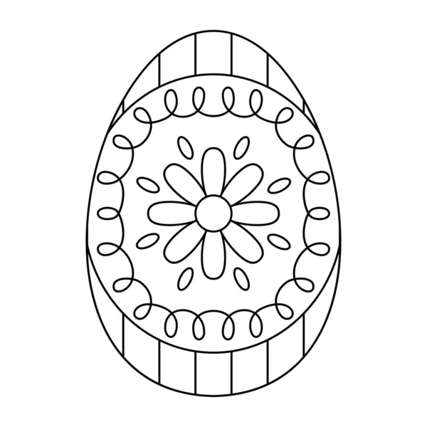 Изолированный контур пасхального яйца с цветочными украшениями — стоковый вектор