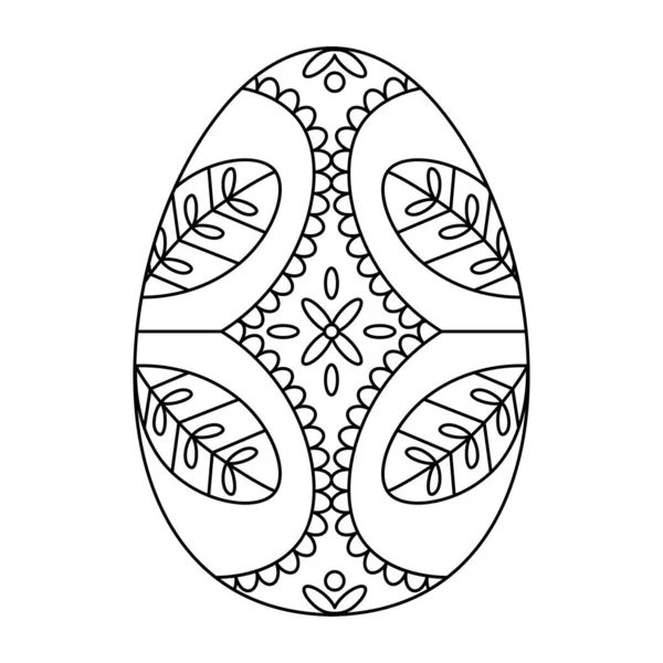 Isolated outline of an easter egg with floral decorations — Stock Vector