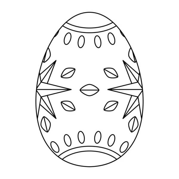 Esquema aislado de un huevo de Pascua con decoraciones florales — Vector de stock