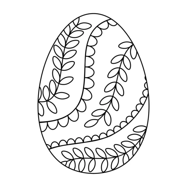 Isolated outline of an easter egg with floral decorations — Stock Vector