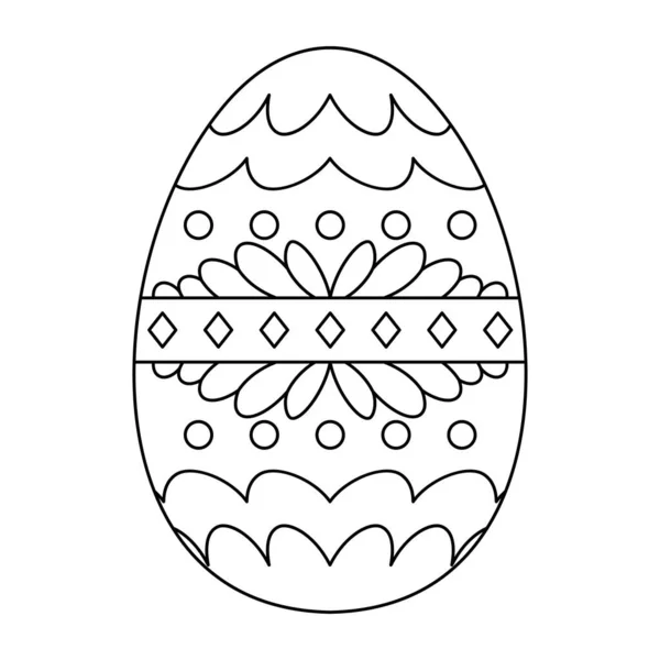 Esquema aislado de un huevo de Pascua con decoraciones florales — Vector de stock