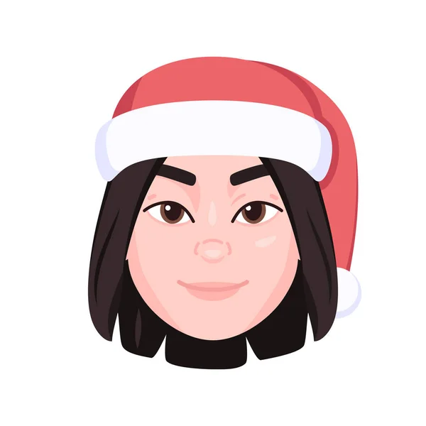Avatar colorido isolado de uma mulher com um chapéu relacionado com o Natal — Vetor de Stock