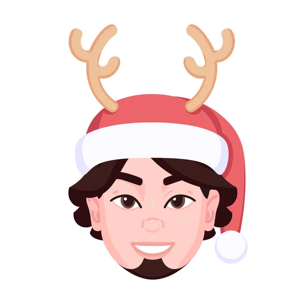 Avatar colorido isolado de um homem com um chapéu relacionado com o Natal — Vetor de Stock